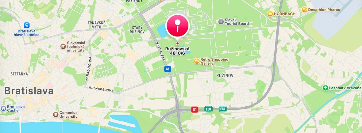 Mapa — Ružinovská 6, Bratislava